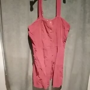 Red Corduroy Button-Up Dress